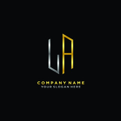Obraz premium letter LA Minimalist style of gold and silver. luxury minimalist logo for business