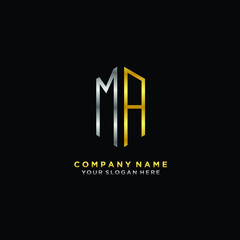 letter MA Minimalist style of gold and silver. luxury minimalist logo for business