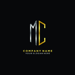 letter MC Minimalist style of gold and silver. luxury minimalist logo for business
