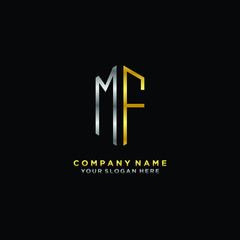 Obraz premium letter MF Minimalist style of gold and silver. luxury minimalist logo for business