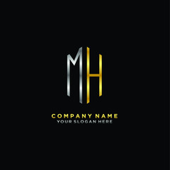 letter MH Minimalist style of gold and silver. luxury minimalist logo for business