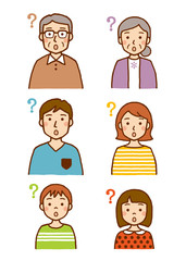 三世代家族　上半身　ハテナな顔