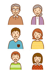 三世代家族　上半身　笑顔