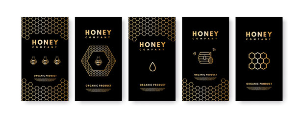 Set of social media Honey Stories on black background