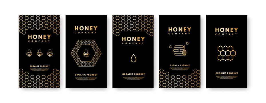 Set of social media Honey Stories on black background