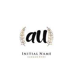 AU Initial handwriting logo vector	
