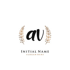 AV Initial handwriting logo vector	
