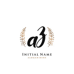 AZ Initial handwriting logo vector	