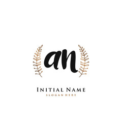 AN Initial handwriting logo vector	
