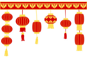 Chinese new year background with and lanterns