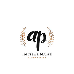 AP Initial handwriting logo vector	