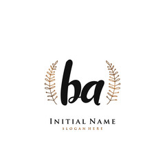BA Initial handwriting logo vector	