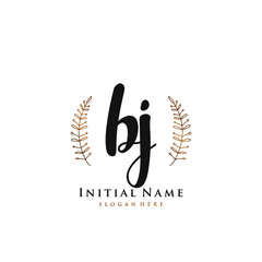 BJ Initial handwriting logo vector	