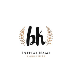 BK Initial handwriting logo vector	