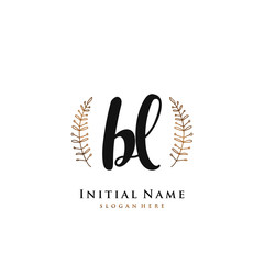 BL Initial handwriting logo vector	