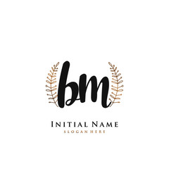 BM Initial handwriting logo vector	