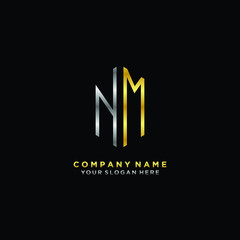 Fototapeta na wymiar letter NM Minimalist style of gold and silver. luxury minimalist logo for business