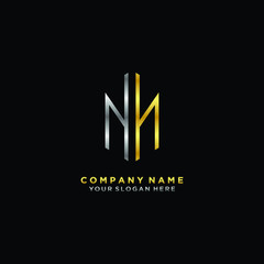 letter NN Minimalist style of gold and silver. luxury minimalist logo for business