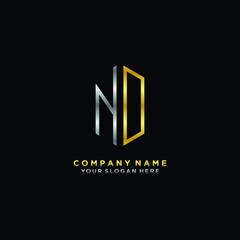 letter NO Minimalist style of gold and silver. luxury minimalist logo for business