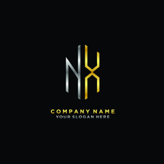 letter NX Minimalist style of gold and silver. luxury minimalist logo for business