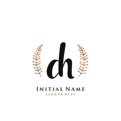 CH Initial handwriting logo vector	