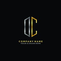letter OC Minimalist style of gold and silver. luxury minimalist logo for business