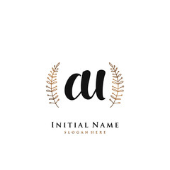 CU Initial handwriting logo vector	
