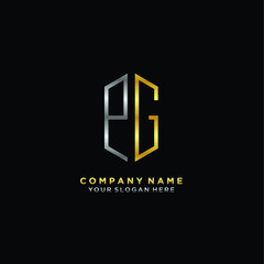 Fototapeta premium letter PG Minimalist style of gold and silver. luxury minimalist logo for business
