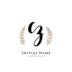 CZ Initial handwriting logo vector	