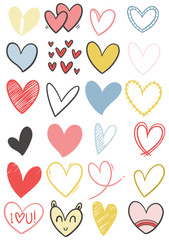 0018 hand drawn scribble hearts