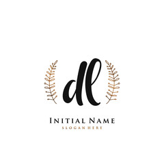 DL Initial handwriting logo vector	