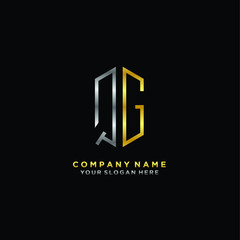 letter QG Minimalist style of gold and silver. luxury minimalist logo for business