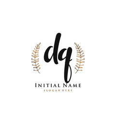 DQ Initial handwriting logo vector	
