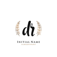 DR Initial handwriting logo vector	