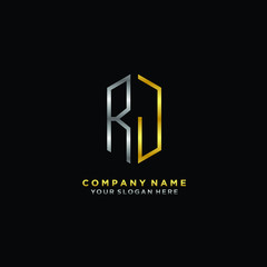 letter RJ Minimalist style of gold and silver. luxury minimalist logo for business