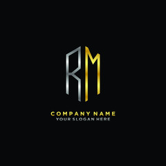 letter RM Minimalist style of gold and silver. luxury minimalist logo for business