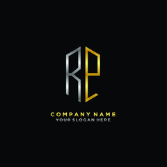 letter RP Minimalist style of gold and silver. luxury minimalist logo for business