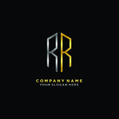 letter RR Minimalist style of gold and silver. luxury minimalist logo for business