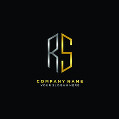 letter RS Minimalist style of gold and silver. luxury minimalist logo for business