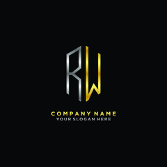 letter RW Minimalist style of gold and silver. luxury minimalist logo for business