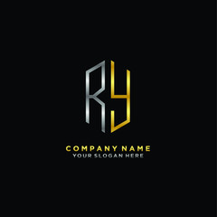 letter RY Minimalist style of gold and silver. luxury minimalist logo for business