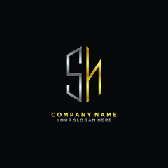 Obraz premium letter SN Minimalist style of gold and silver. luxury minimalist logo for business
