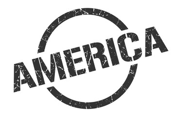 America stamp. America grunge round isolated sign
