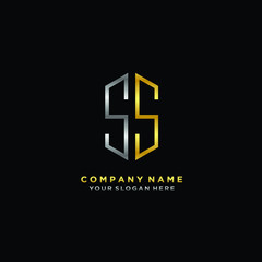 Obraz premium letter SS Minimalist style of gold and silver. luxury minimalist logo for business