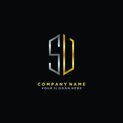 letter SV Minimalist style of gold and silver. luxury minimalist logo for business