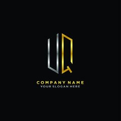 Obraz premium letter UQ Minimalist style of gold and silver. luxury minimalist logo for business