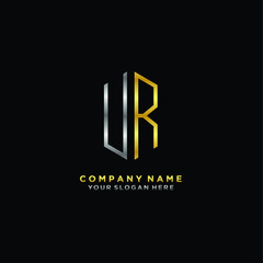 letter UR Minimalist style of gold and silver. luxury minimalist logo for business