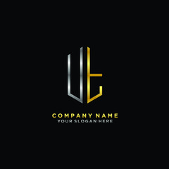 letter UT Minimalist style of gold and silver. luxury minimalist logo for business