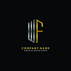 letter WF Minimalist style of gold and silver. luxury minimalist logo for business