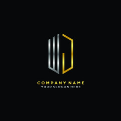 letter WJ Minimalist style of gold and silver. luxury minimalist logo for business